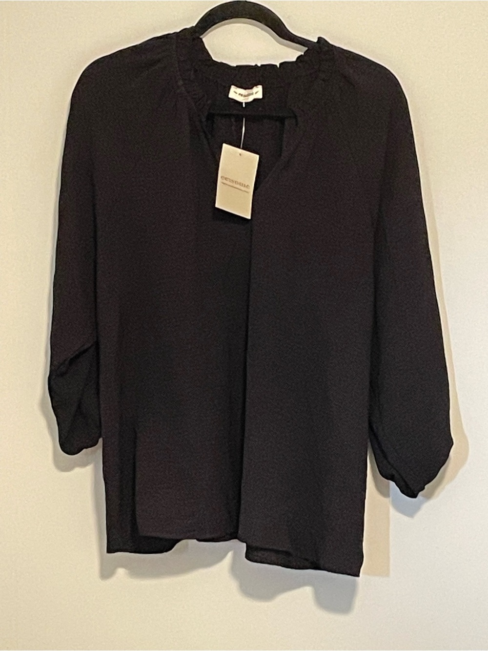 Black Women's Blouse - Eesome  Elegant V-Neck Top. Item # 11643